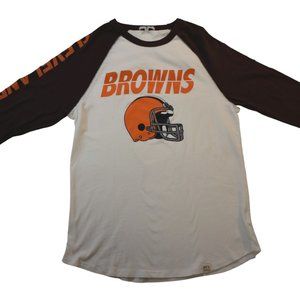 Junk Food Mens NFL Cleveland Browns 3/4 Sleeve Raglan Shirt New